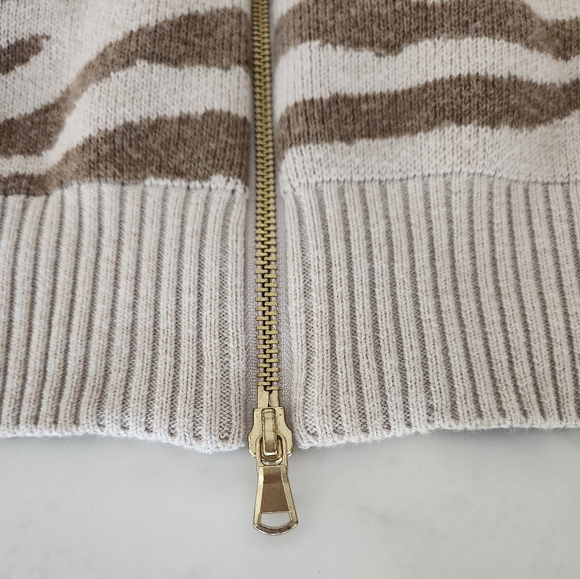 New‎ Varley Anthropologie zip up zebra striped cardigan sweater - Picture 8 of 16